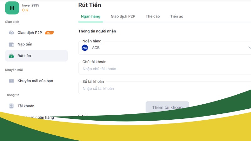 Rút tiền VB88 qua ngân hàng rất phổ biến